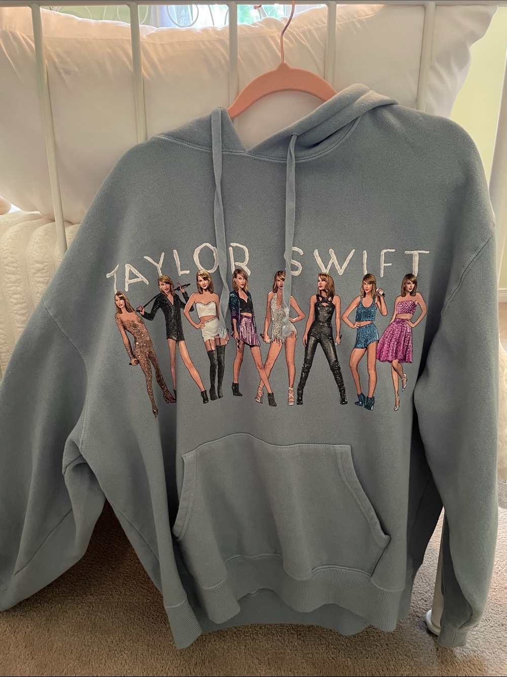 Taylor Swift Dusty Blue Graphic Pullover Hoodie - Women's Top